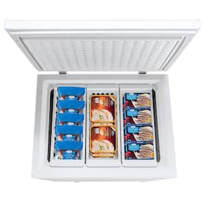 Chest Freezer 5.2 cu. ft. Top Freezer Built-In and Standard Refrigerator with Upright Single Door and 3-Baskets in White