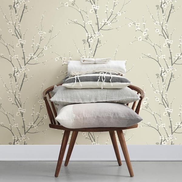 Monterey Ivory Floral Branch Wallpaper Sample