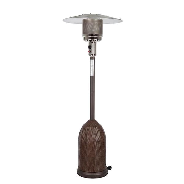 Fire Sense 46,000 BTU Mocha Propane Gas Patio Heater with All-Weather Wicker Tank Cover
