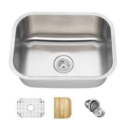 Bundle - 3 Items: Sink, Basket Strainer, and Standard Strainer The MR Direct US1031L 18 Gauge Kitchen Ensemble 