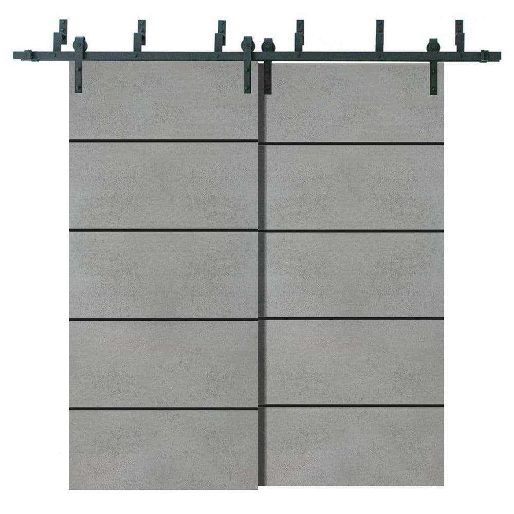 84 in. x 84 in. 2-Panel Concrete Solid Wood with Honeycomb Sliding Barn Door with Hardware Kit price history on PriceWatchPro