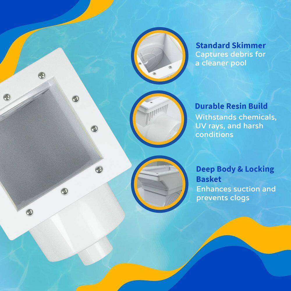 White Durable Standard Pool Skimmer and Return System