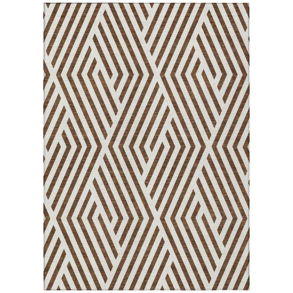 Brown and White 8 ft. x 10 ft. Woven Geometric Rectangle Indoor/Outdoor Area Rug price history on PriceWatchPro