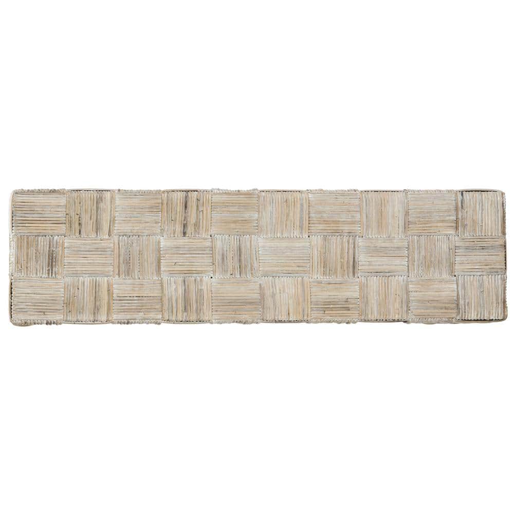 Adkin Whitewashed Rattan and Mango Wood Rectangular Console Table