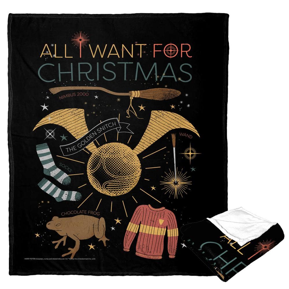 THE NORTHWEST GROUP Harry Potter Silk Touch Multi-Colored Throw Blanket All I Want For Christmas