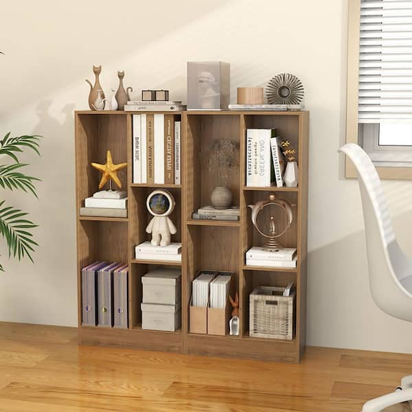 41 in. Tall Natural Wood 5-Shelf Standard Bookcase with 2 Anti-Tipping Kits