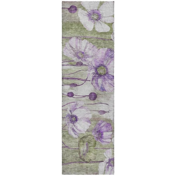 Dream Shag Premium Machine Washable Abstract ADS712 Purple 2 ft. x 7 ft. Runner Rug