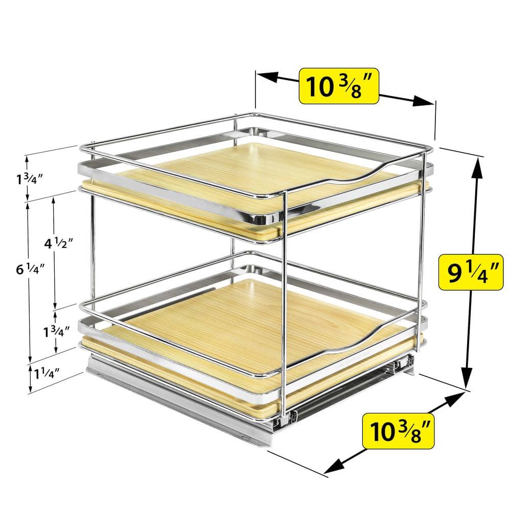 Lynk Professional Double Tier Wood and Chrome Spice Rack