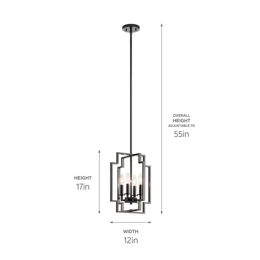 Contemporary Midnight Chrome 4-Light Incandescent Pendant