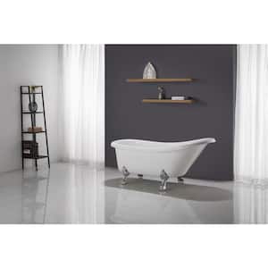 Classic 49 66 in. Acrylic Clawfoot Bathtub in White with Overflow and Drain in Chrome Included