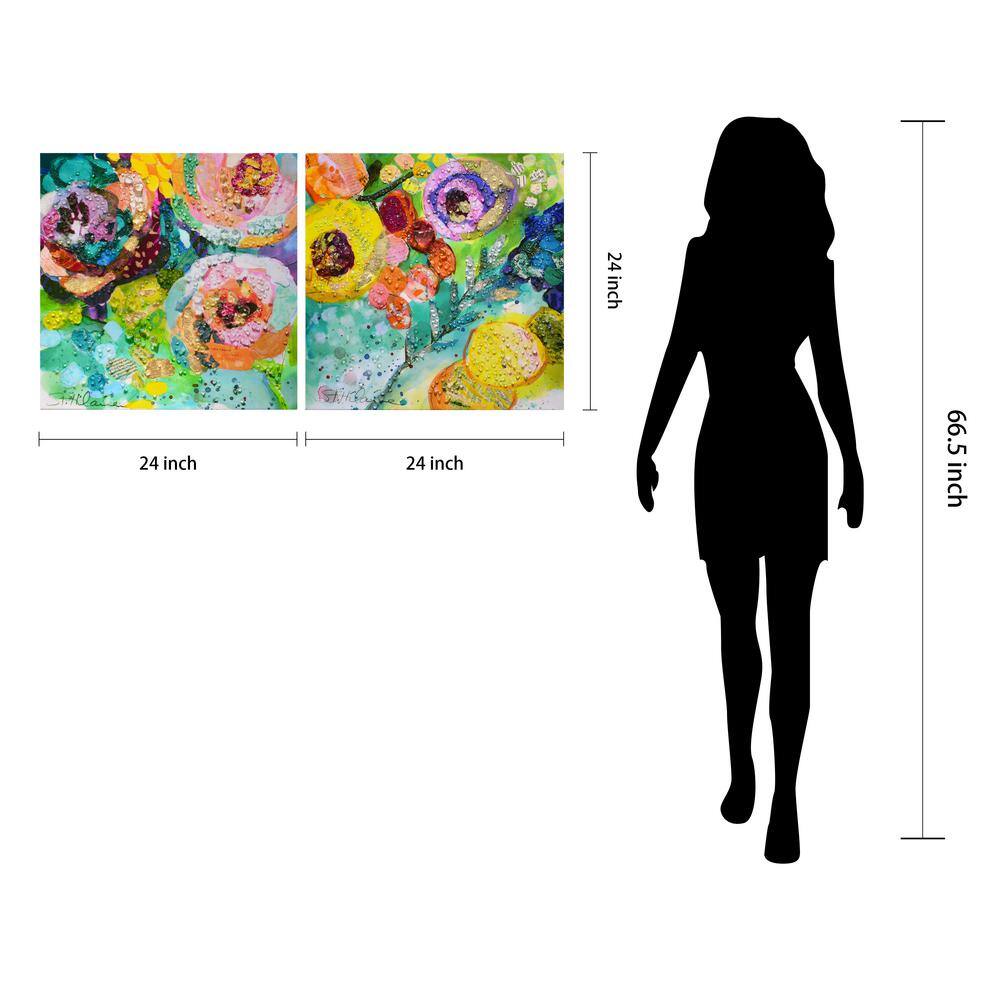 Floral Radiance I & II Colorful Abstract Canvas Wall Art Set