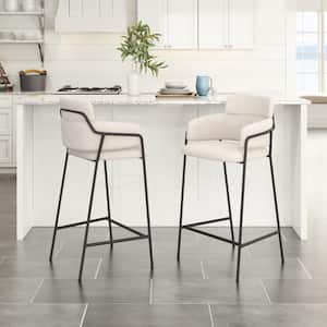 Marcel 26 in. Solid Back Plywood Frame Counter Stool with 100% Polyester Seat - (Set of 2)