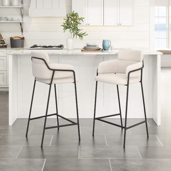 ZUO Marcel 26 in. Solid Back Plywood Frame Counter Stool with 100% Polyester Seat - (Set of 2)