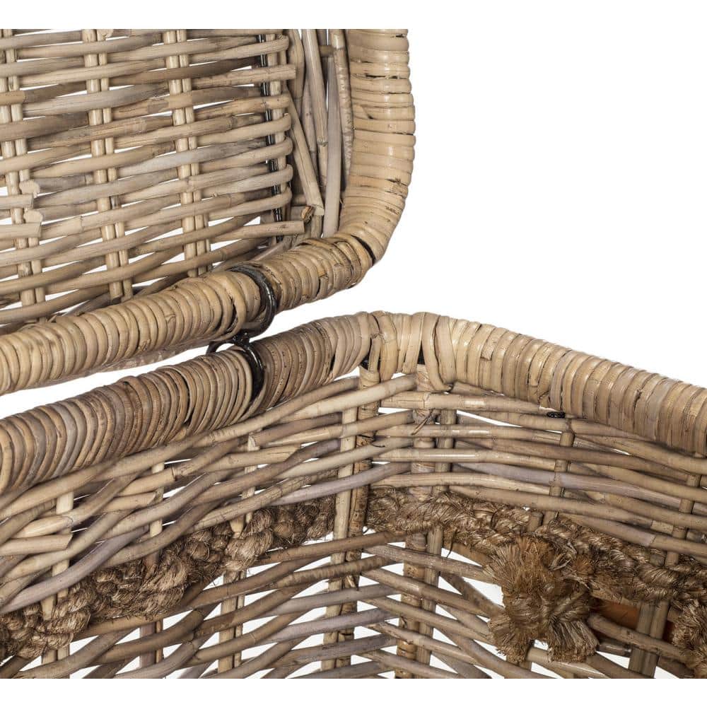 Sidonie Gray Rattan Wicker Storage Hamper with Handles