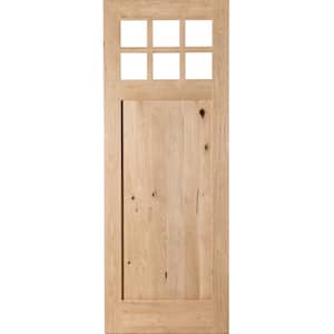 36 in. x 96 in. Craftsman 1-Panel 6-Lite Clear Low-E Knotty Alder Unfinished Wood Front Door Slab