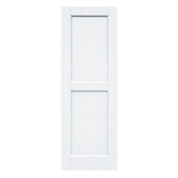 Winworks Wood Composite 15 in. x 44 in. Contemporary Flat Panel Shutters Pair #631 White