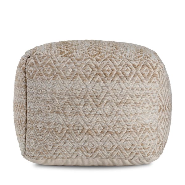 Anji Mountain 22 in. x 22 in. x 17 in. Cherokee Tawny Brown and Beige Pouf