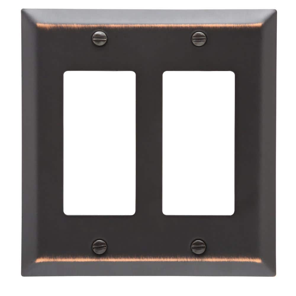Century Aged Bronze 2-Gang Metal Rocker Wall Plate
