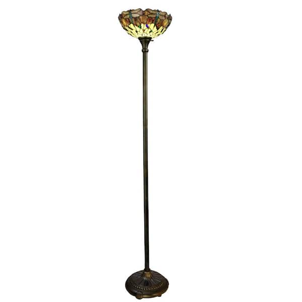 Dale Tiffany Crystal Leaf Collection 23 in. Antique Bronze Art Glass Table Lamp