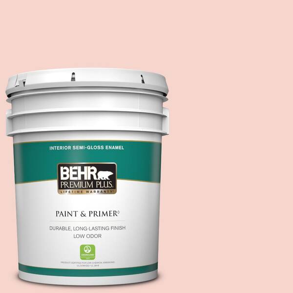 BEHR PREMIUM PLUS 5 gal. #M170-1 Pink Elephant Semi-Gloss Enamel Low Odor Interior Paint & Primer