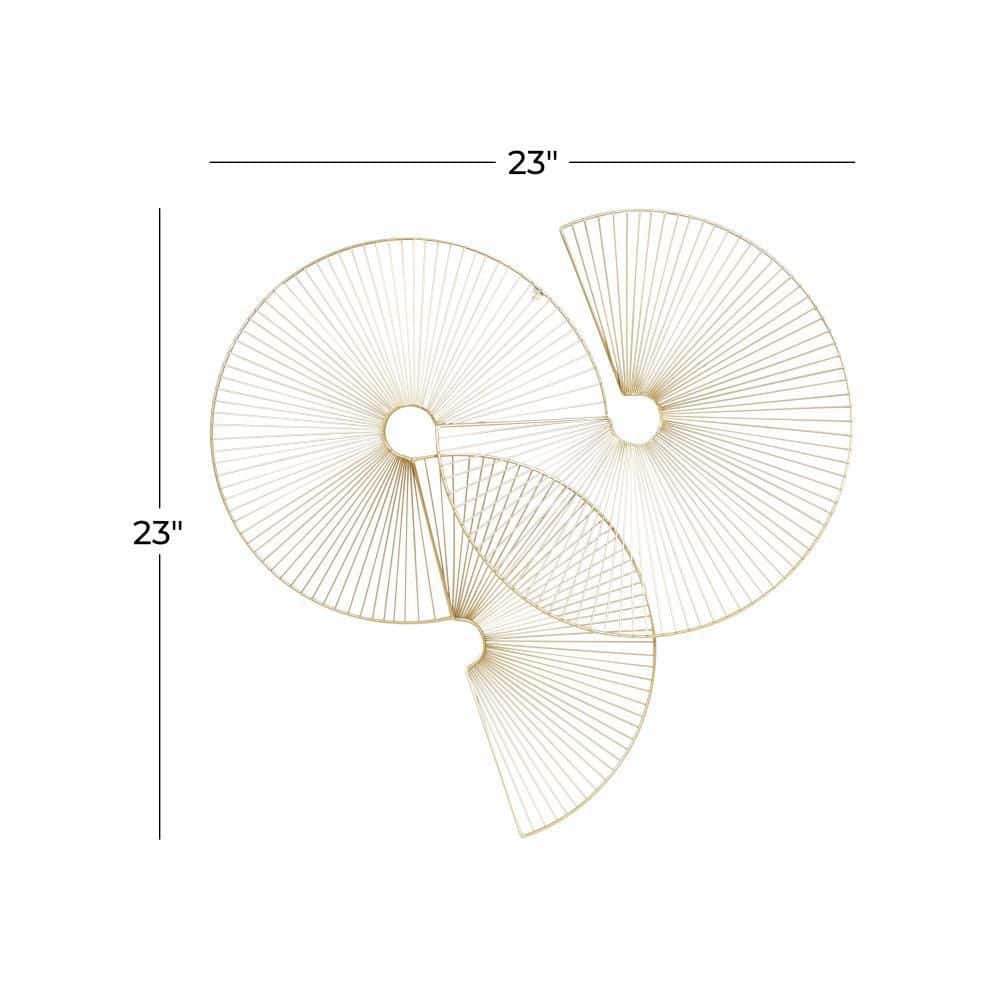 Gold Half Moon Radial Sunburst Metal Wall Sculpture 23"x23"