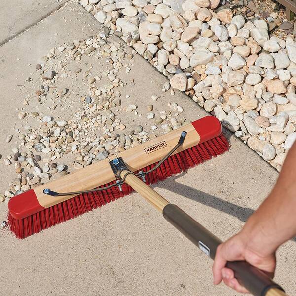 24" Stiff Broom C/W Handle & Stay Brush Sweeping Industrial Yard Outdoor Strong 