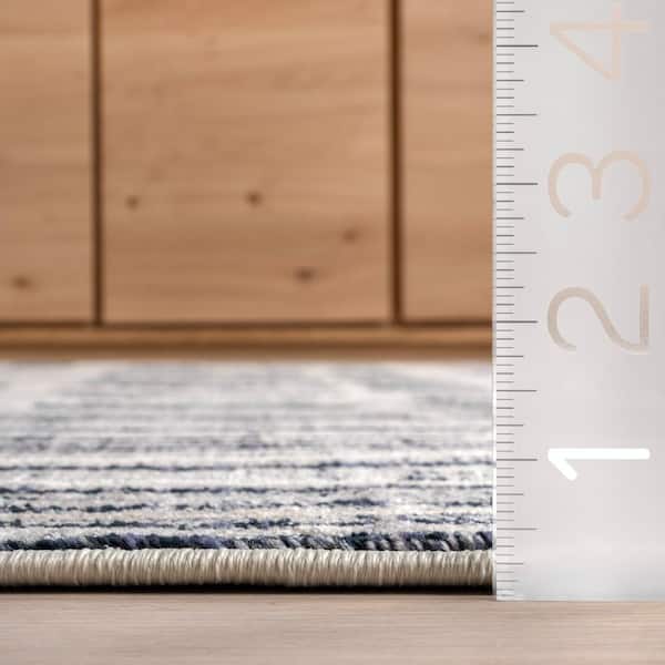 Lafayette Abstract Striped Navy 8 ft. x 10 ft. Indoor/Outdoor Patio Rug