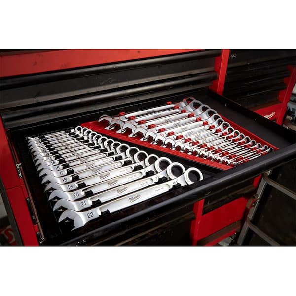 Milwaukee - SAE/Metric Combination Ratcheting Wrench Mechanics Tool Set (30-Piece)
