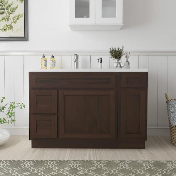 Vanity Art 48 in. W x 21 in. D x 32.5 in. H Bath Vanity Cabinet without Top in Brown