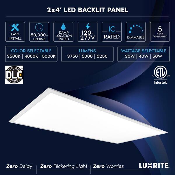 2 ft. x 2 ft. 10000 Lumens Integrated LED Panel Light, 3500K 2x4Panel4PK -  The Home Depot