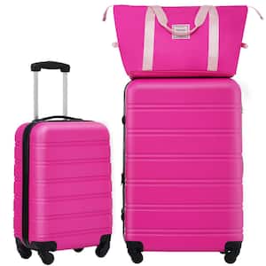 3-Piece Pink Expandable ABS Hardshell Spinner 20 in. and 28 in. Luggage Set with Bag, 3-Digit TSA Lock