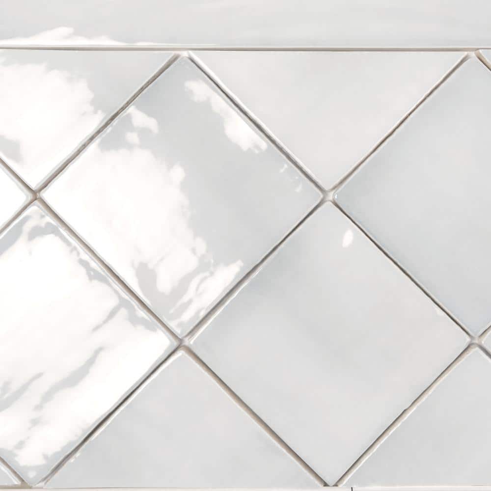 Silken 3.94" Gray Glossy Ceramic Square Wall and Floor Tile