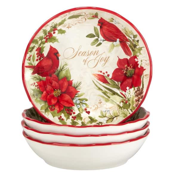 Certified International Winter's Medley 28 fl. oz Multi-Colored Earthenware Soup Bowls (Set of 4)