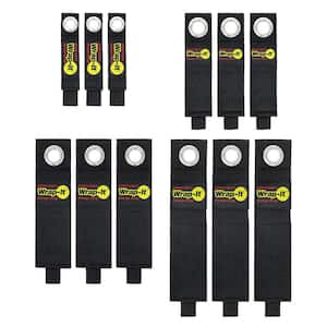 Assorted Heavy-Duty Storage Strap Multi-Purpose Hook and Loop Cable Strap with Grommet in Black (12-Pack)