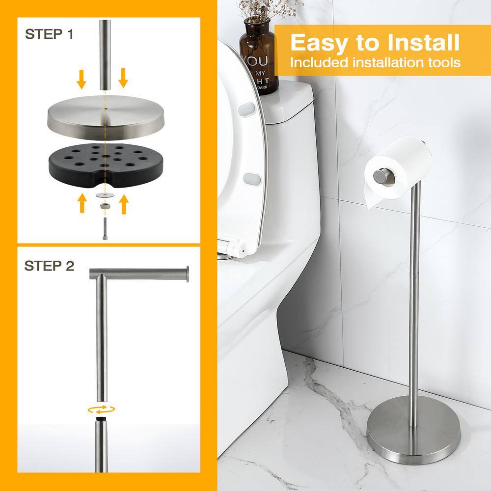 Brushed Nickel Stainless Steel Freestanding Toilet Paper Holder