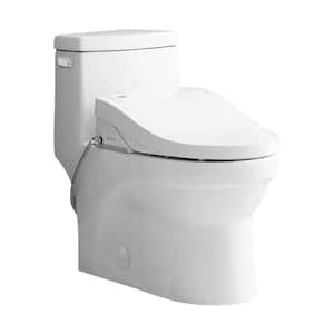Virage 1-piece 1.28 GPF Single Flush Elongated Toilet in Glossy White Smart Seat Included