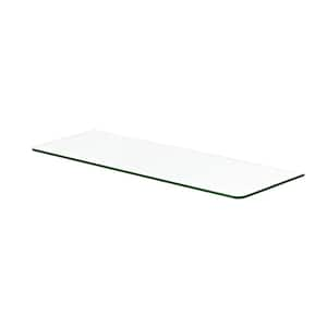 GLASSLINE 31.5 in. x 11.8 in. x 0.31 in. Clear Glass Decorative Wall Shelf without Brackets