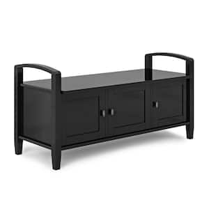 Warm Shaker Solid Wood 44 in. Wide Transitional Entryway Storage Bench in Black