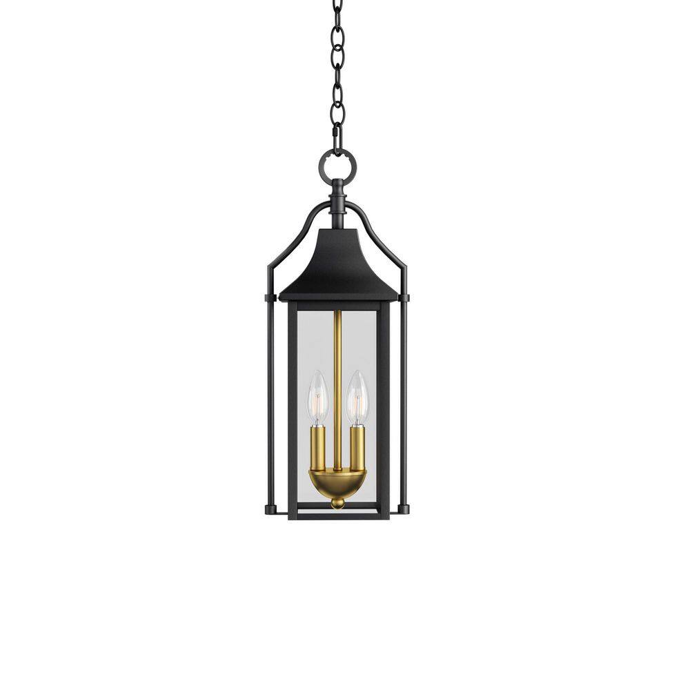 20 in. Black/Gold Iron Outdoor Hanging Lights With Tempered Glass price history on PriceWatchPro