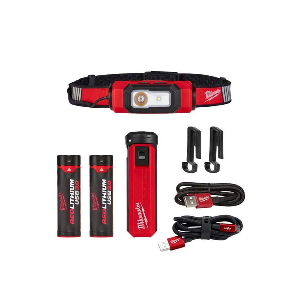 Milwaukee 600 Lumens LED REDLITHIUM USB 360-Degree Visibility Hard Hat  Headlamp USB Charger and Portable Power Source Kit 2116-21-48-59-2013 The  Home Depot