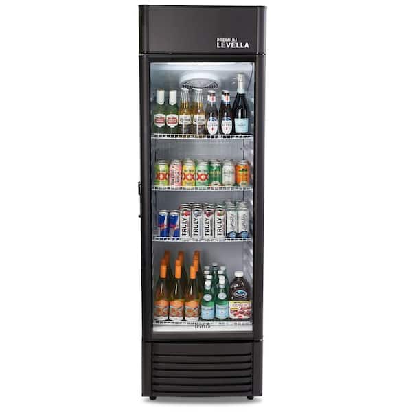 Premium LEVELLA 12.5 cu. ft. Commercial Upright Display Refrigerator Glass Door Beverage Cooler in Black