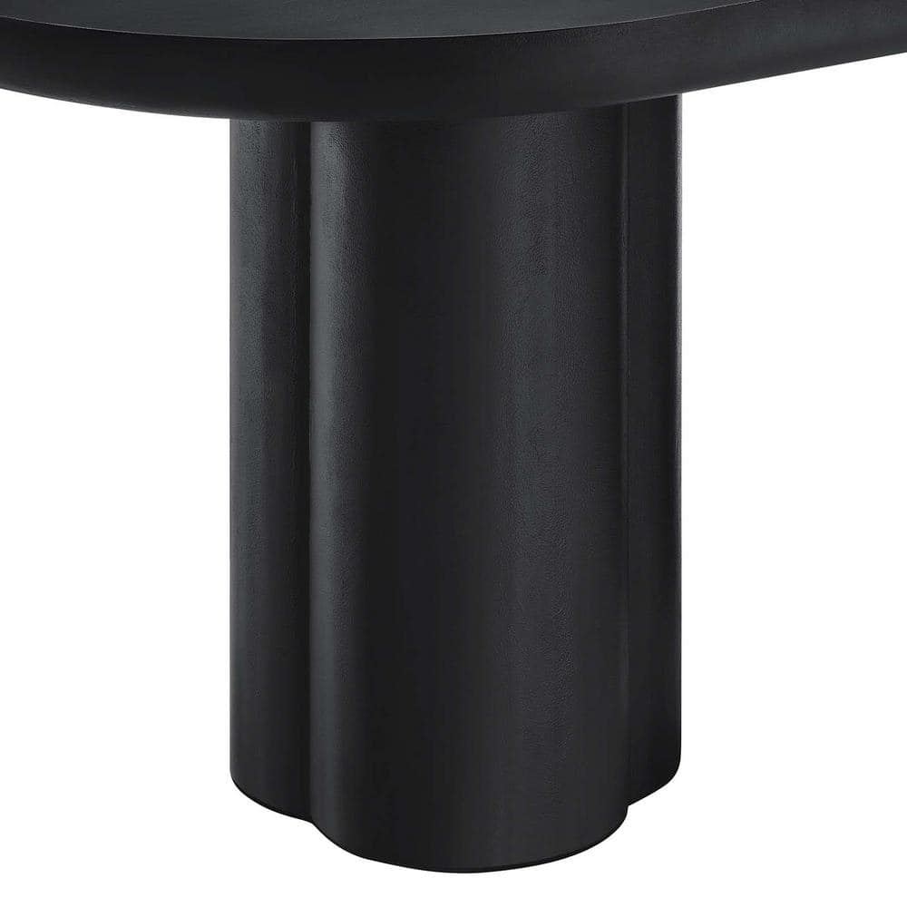 Caspian 72" Black Oval Concrete Dining Table with Double Pedestal Base