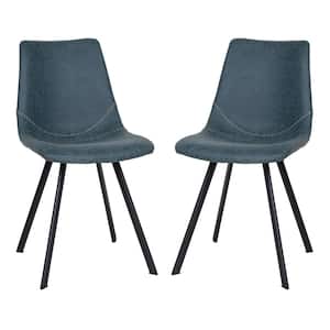 Markley Peacock Blue Faux Leather Dining Chair Set of 2