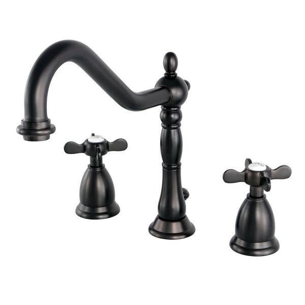 Kingston Brass Victorian Cross 8 in. Widespread 2-Handle Bathroom Faucet in Oil Rubbed Bronze