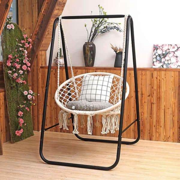 Costway 32 In L Portable Hanging, White Hammock Chair Stand