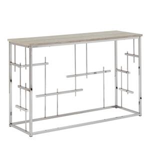 47.25 in. Chrome Rectangle White Faux Marble Top Console Table