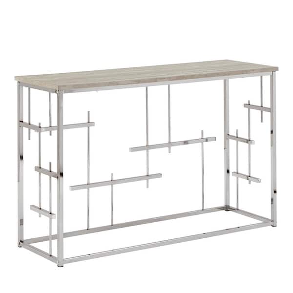 HomeSullivan 47.25 in. Chrome Rectangle White Faux Marble Top Console Table