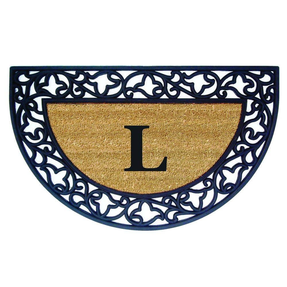 Heavy Duty Brown 22 in. x 36 in. Rubber Coir Acanthus Monogrammed L Indoor Outdoor Door Mat price history on PriceWatchPro