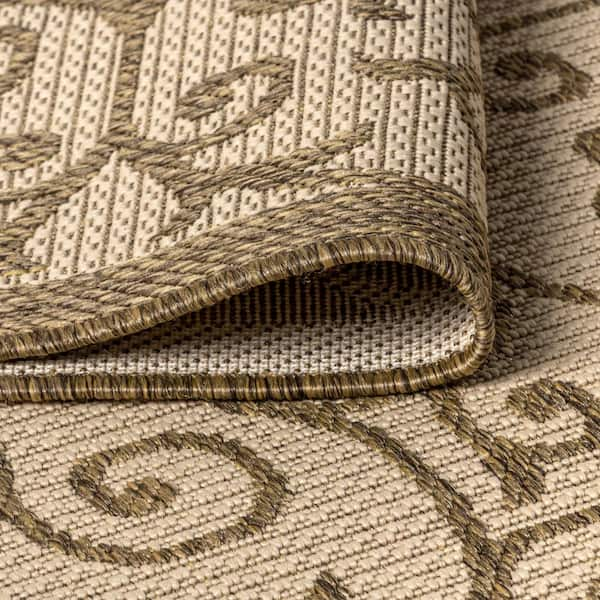 3'x5' Madrid Vintage Filigree Textured Weave Indoor/Outdoor Area Rug, Beige/Brown - Jonathan Y