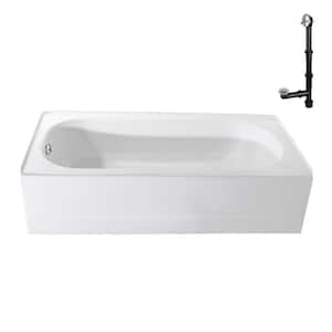 60 in. x 30 in. Porcelain-Enameled Steel Alcove Bathtub, External Left Drain in Polished Chrome